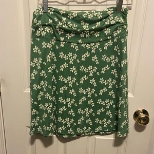 Toad&Co Green Floral A-Line Skirt